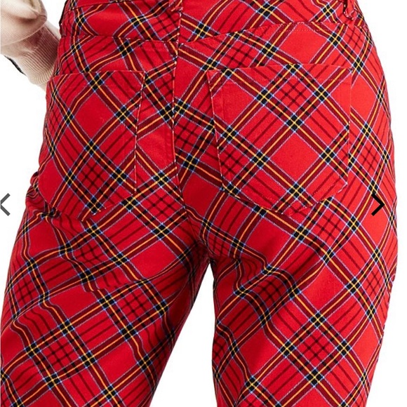 Charter Club Lexington Tummy-Control Plaid Straight-Leg Jeans Ravishing Red - Picture 4 of 6